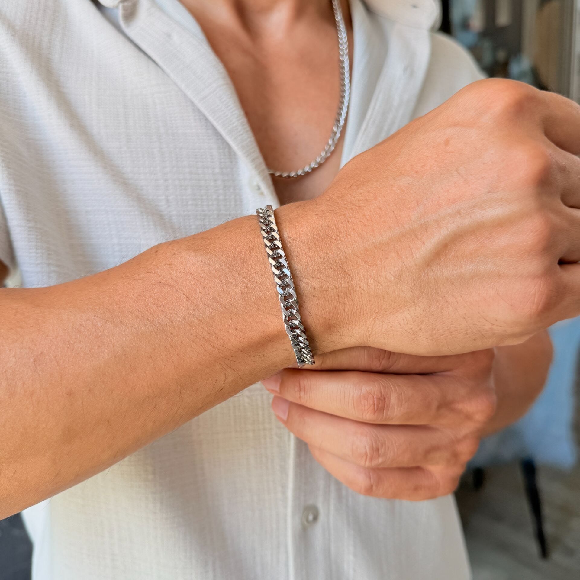 Gurmet Gümüş Paslanmaz Çelik Erkek Kadın Kolye Silver