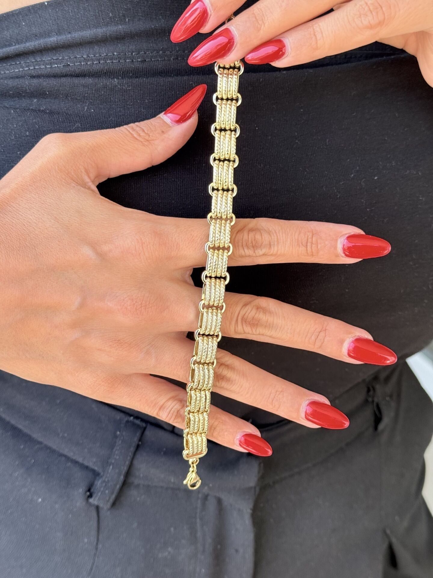 Hasır Geçme Zincir Vip Bileklik Gold