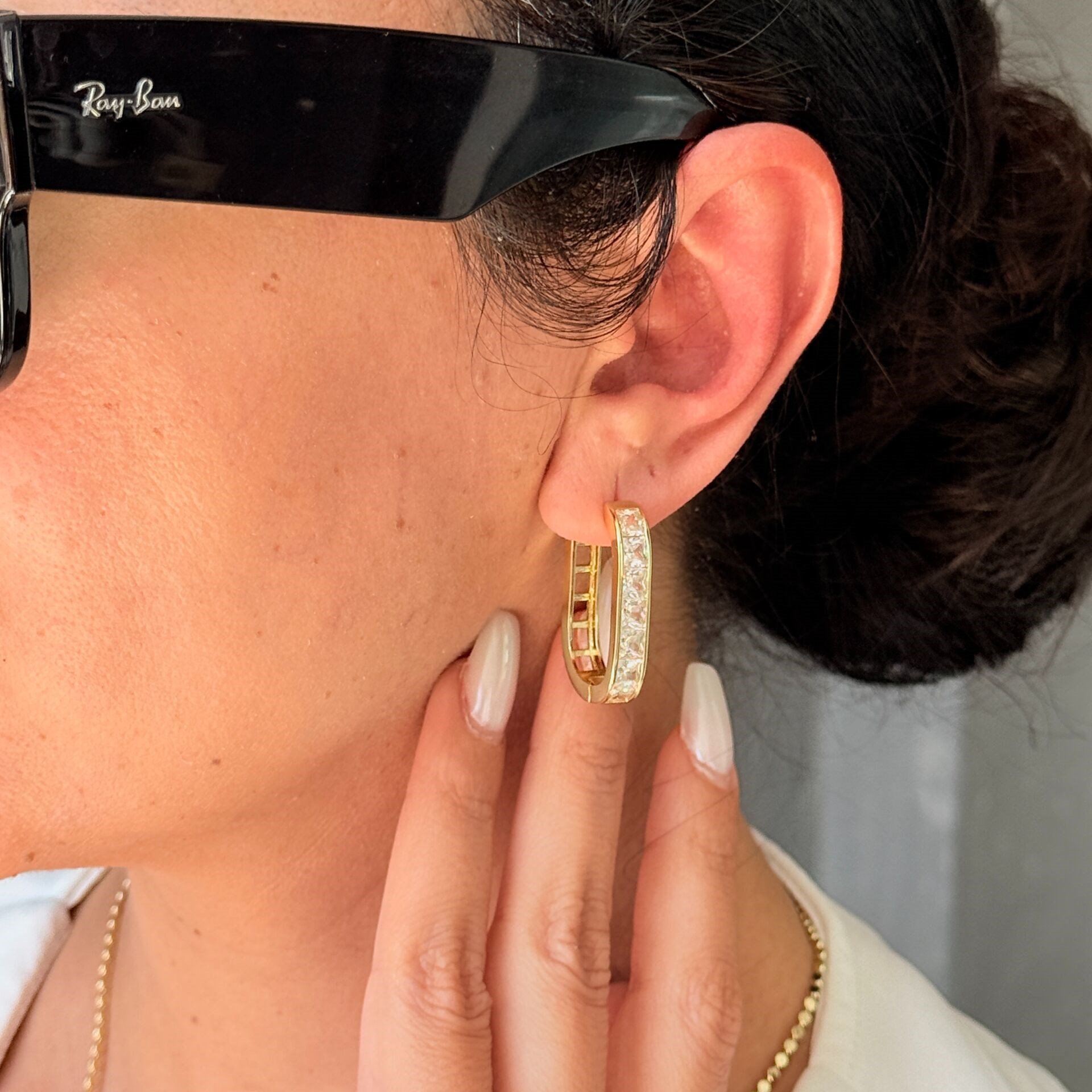 Oval Kare Zirkon Taşlı Vip Xuping Küpe Gold