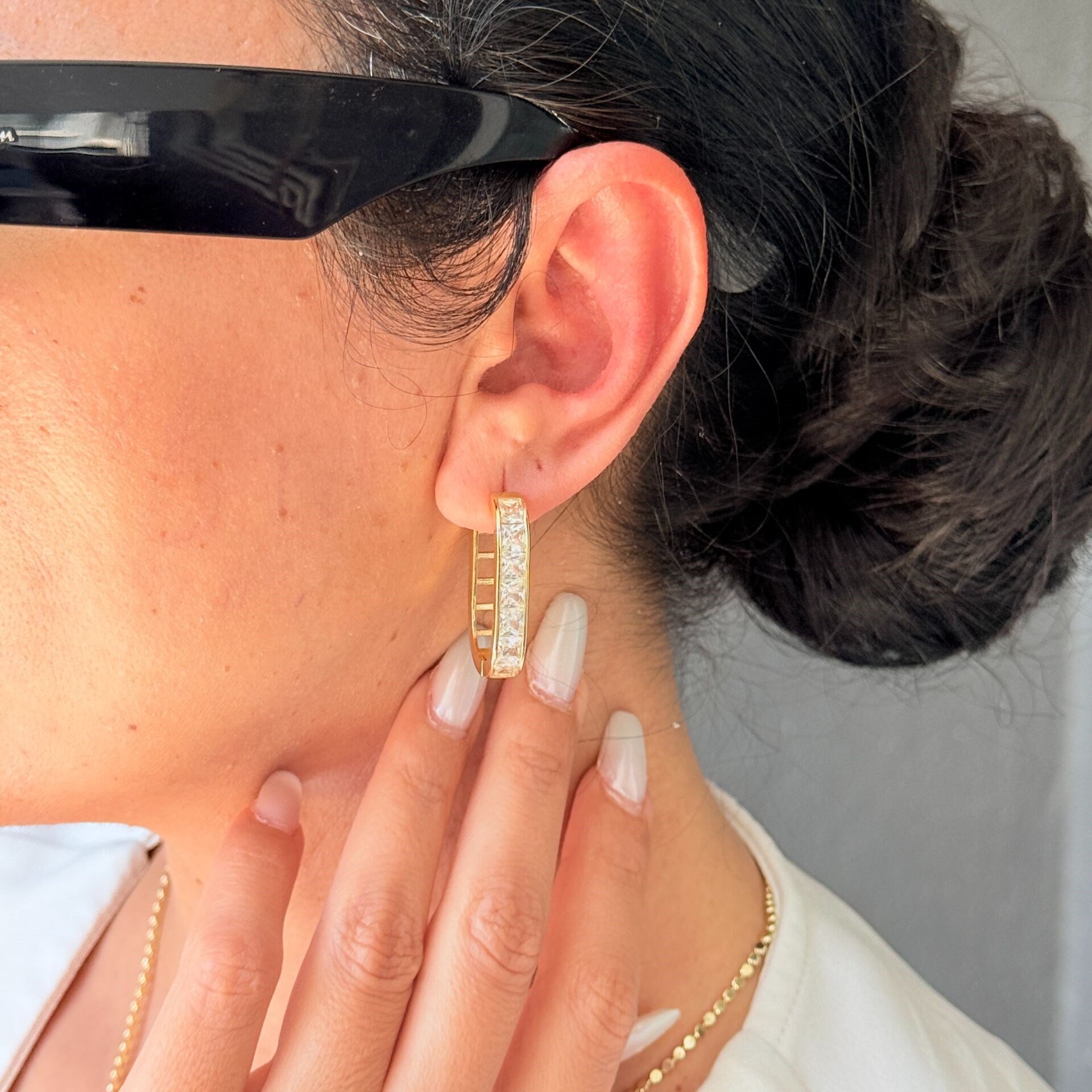 Oval Kare Zirkon Taşlı Vip Xuping Küpe Gold