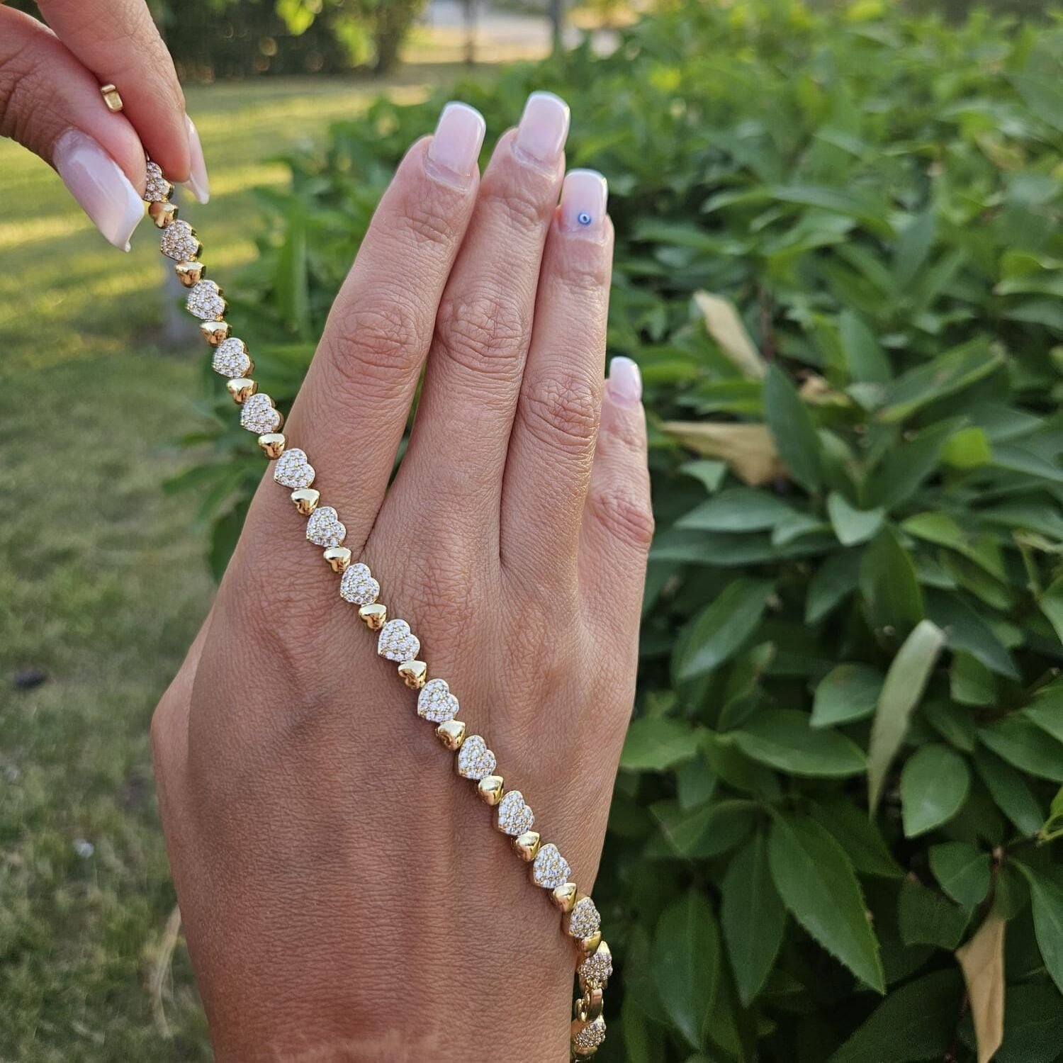 Sıra Kalp Zirkon Taşlı Xuping Bileklik Gold