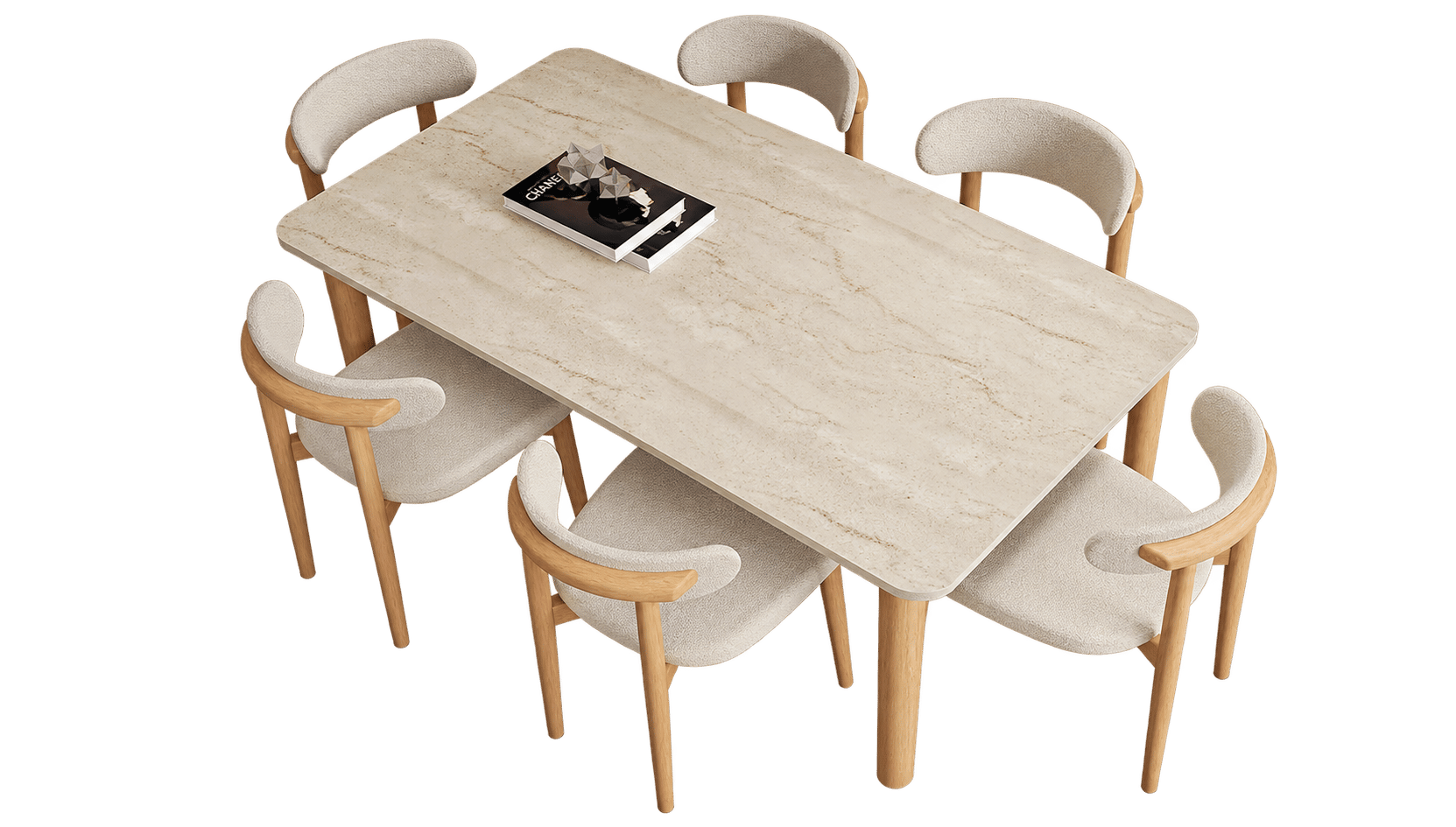 Bohem Traverten Yemek Masası 120x80 cm Açılır-Kapanır