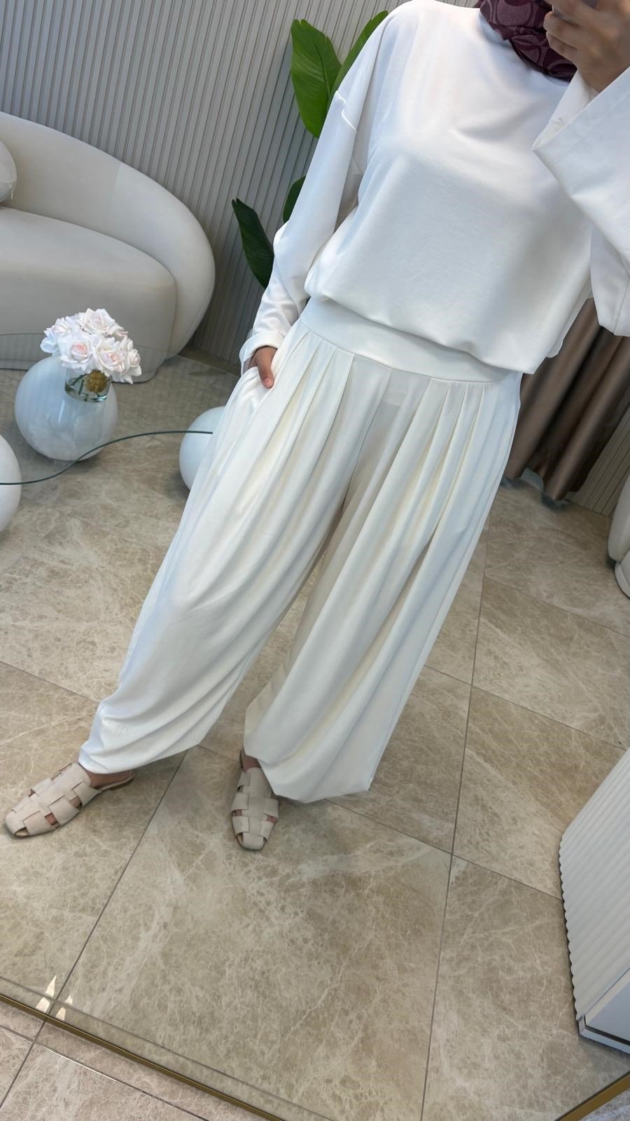 Beyaz Oversize Eşofman Takım