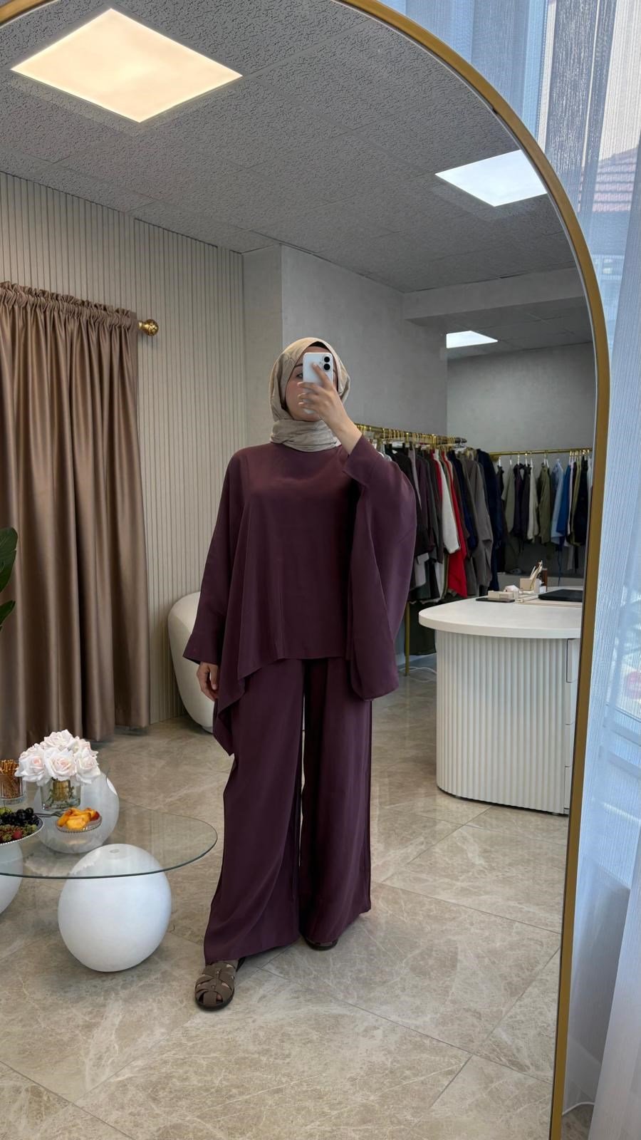 Mürdüm Renk Oversize Takım