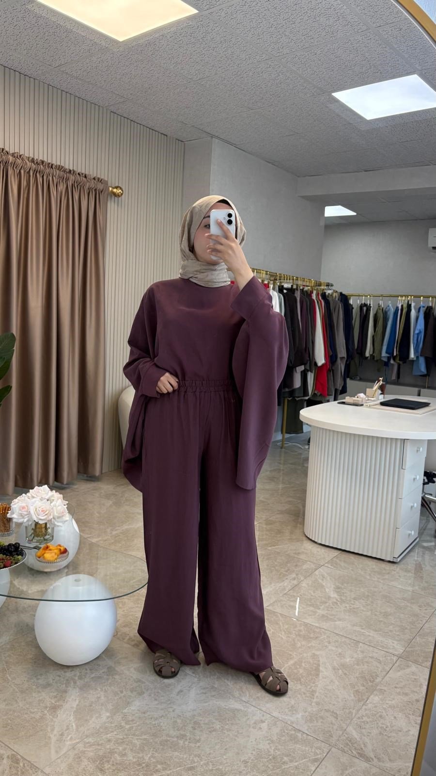 Mürdüm Renk Oversize Takım