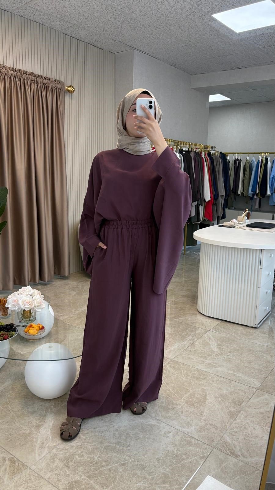 Mürdüm Renk Oversize Takım
