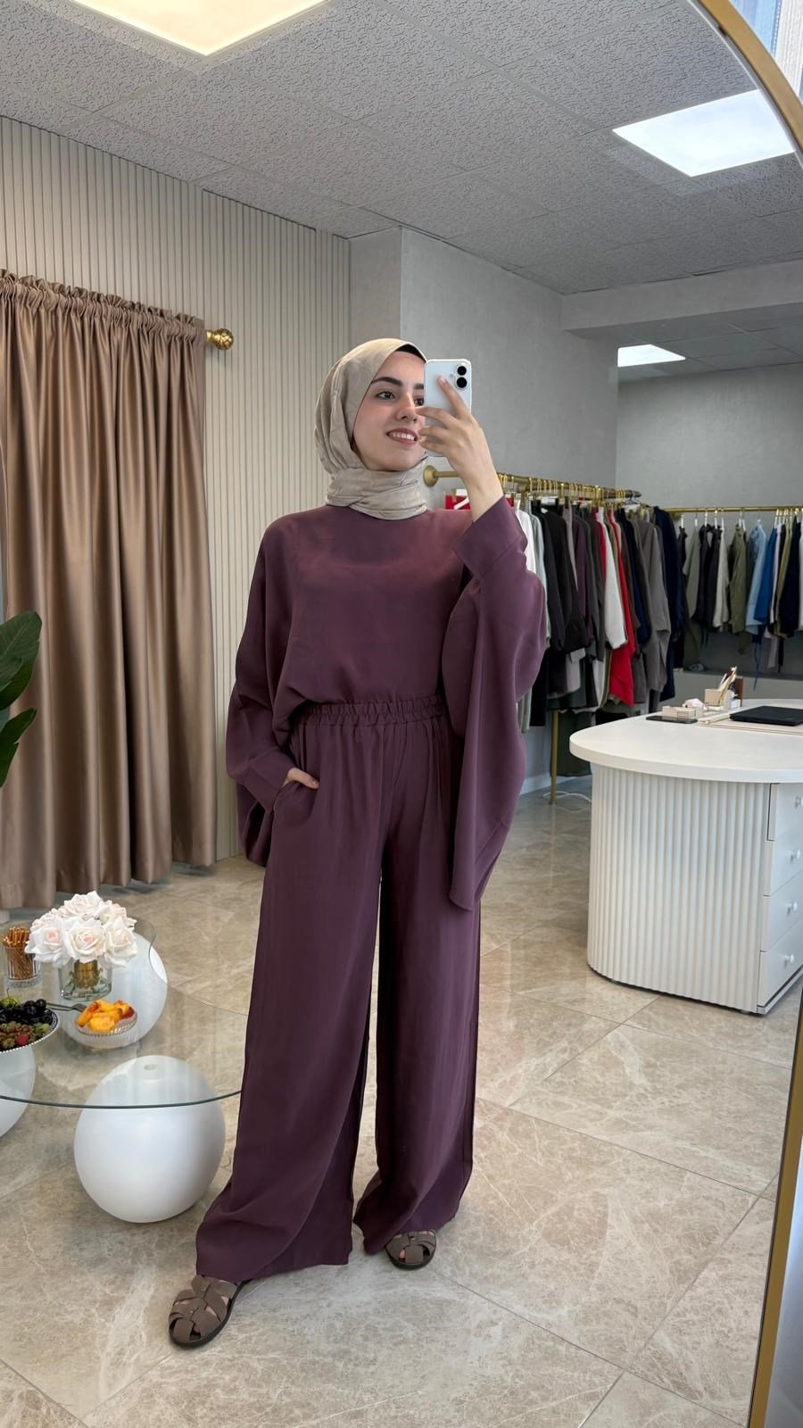 Mürdüm Renk Oversize Takım