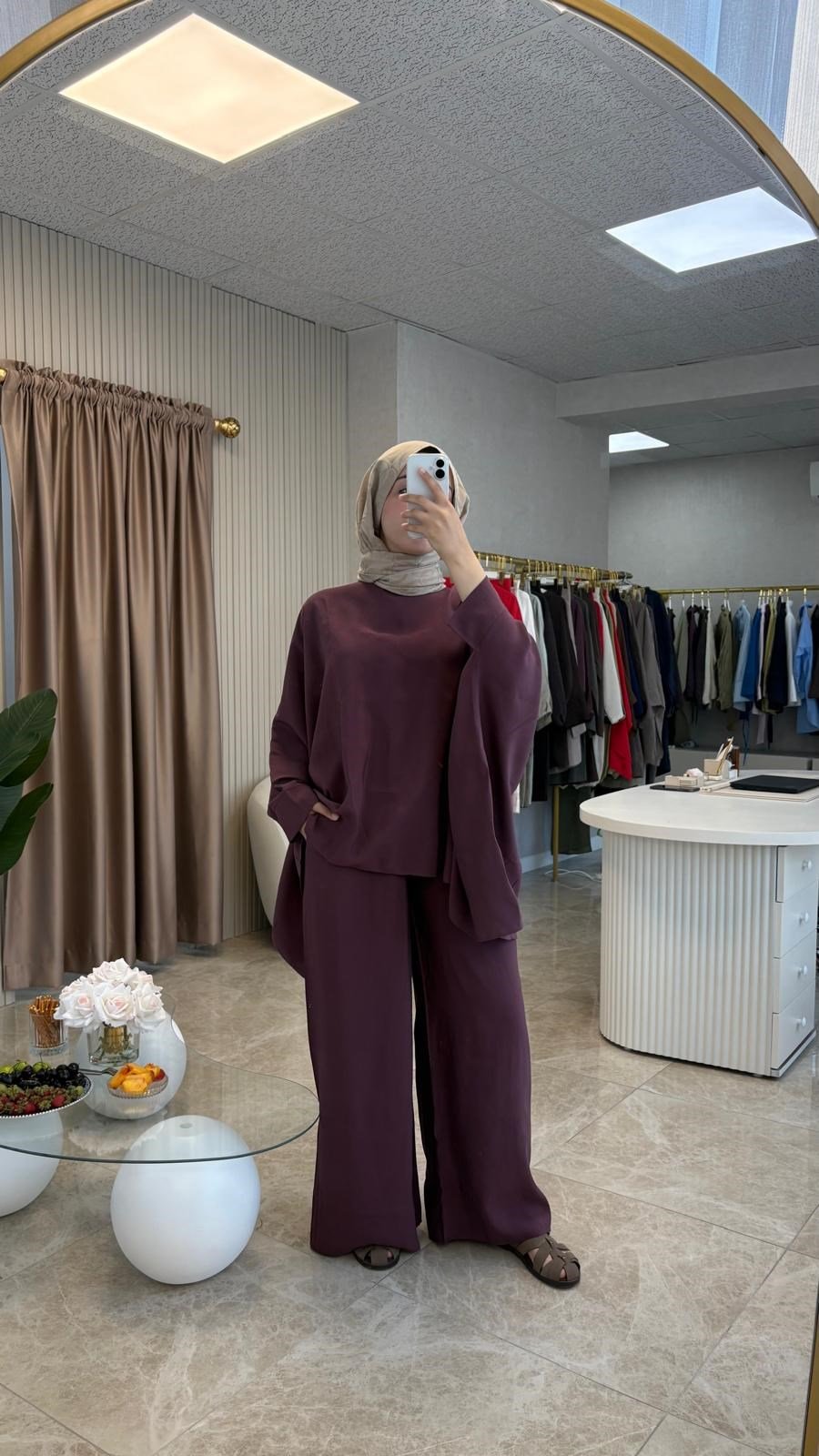 Mürdüm Renk Oversize Takım