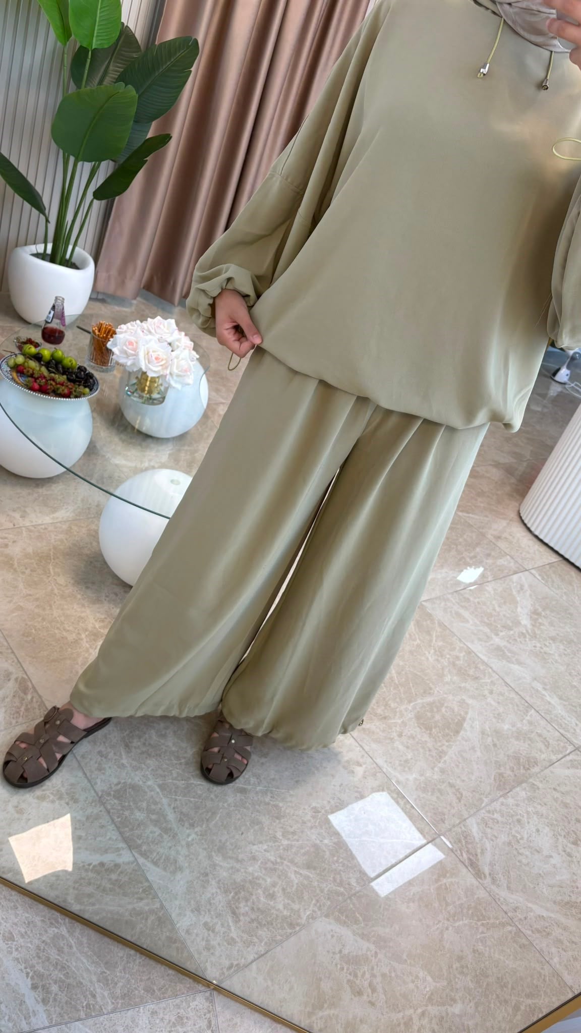 Taş Rengi Oversize Eşofman Takım