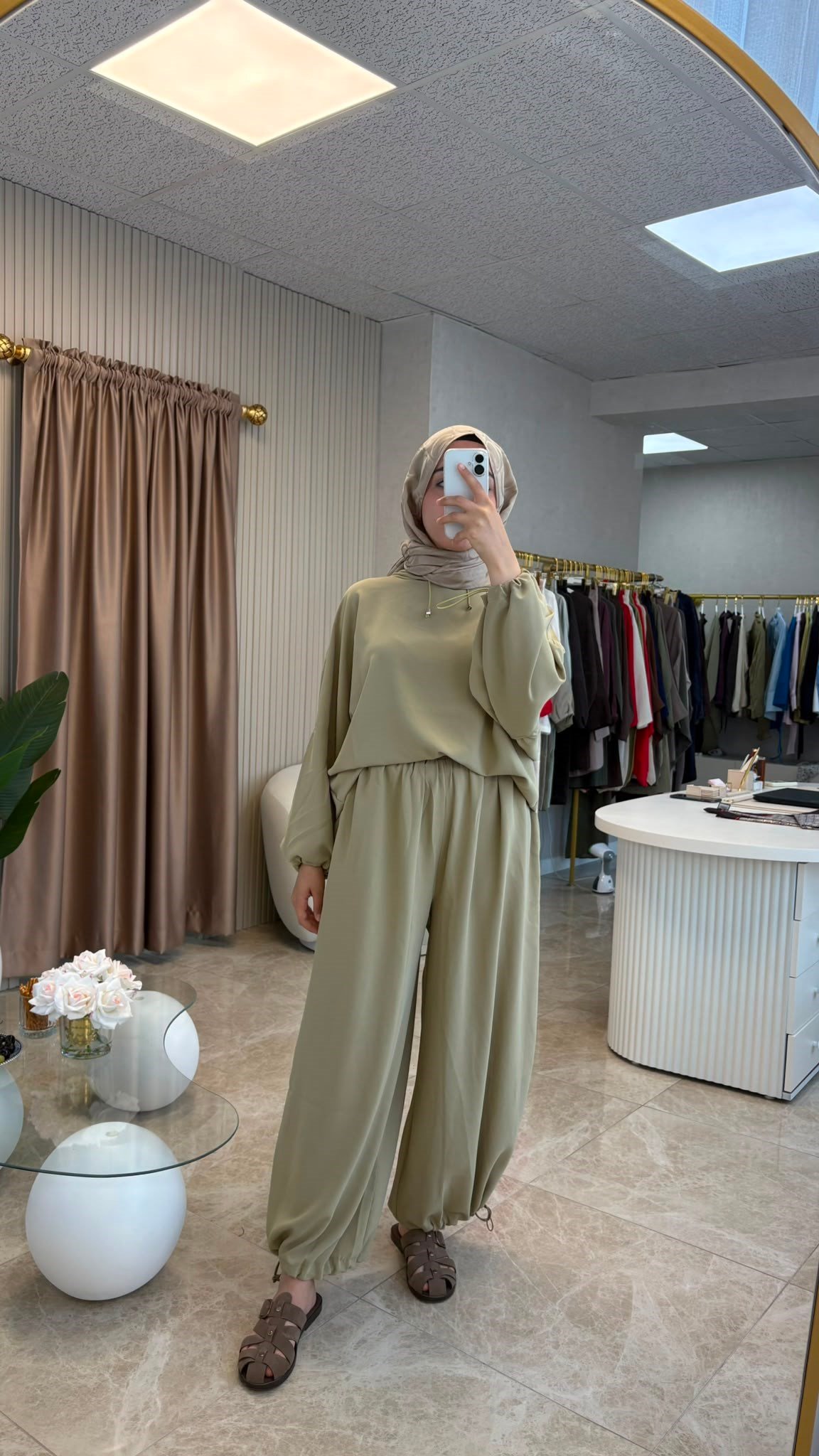 Taş Rengi Oversize Eşofman Takım