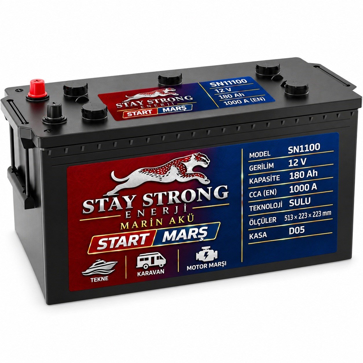 STAY STRONG SN1100 12V 180Ah 1000A Sulu Marin Marş Aküsü