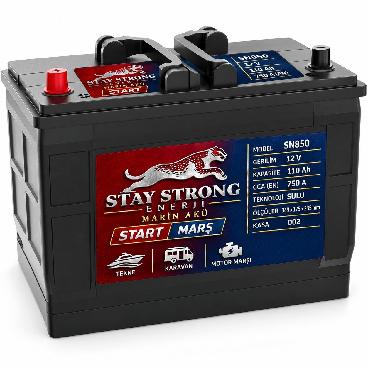 STAY STRONG SN850 12V 110Ah 750A Sulu Marin Marş Aküsü