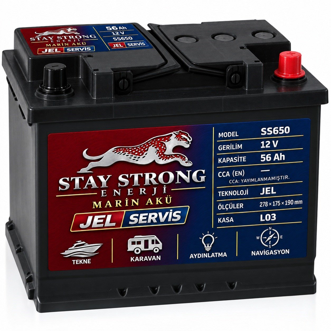 STAY STRONG SS650 12V 56Ah Jel Marin Servis Aküsü