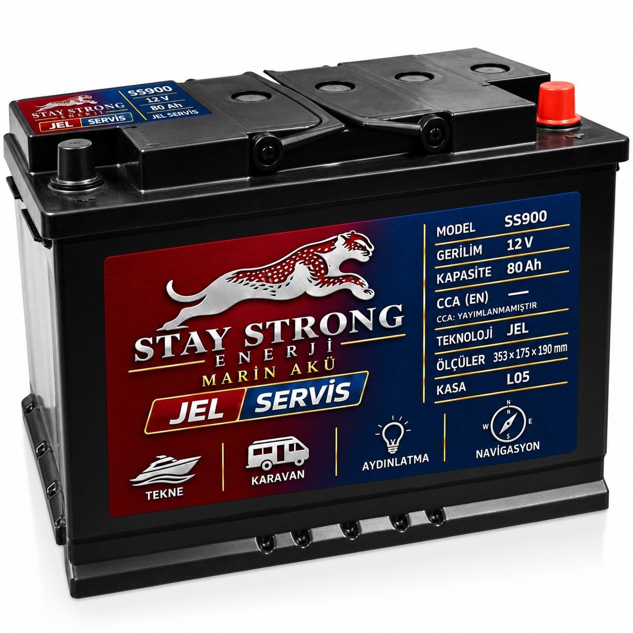 STAY STRONG SS900 12V 80Ah Jel Marin Servis Aküsü