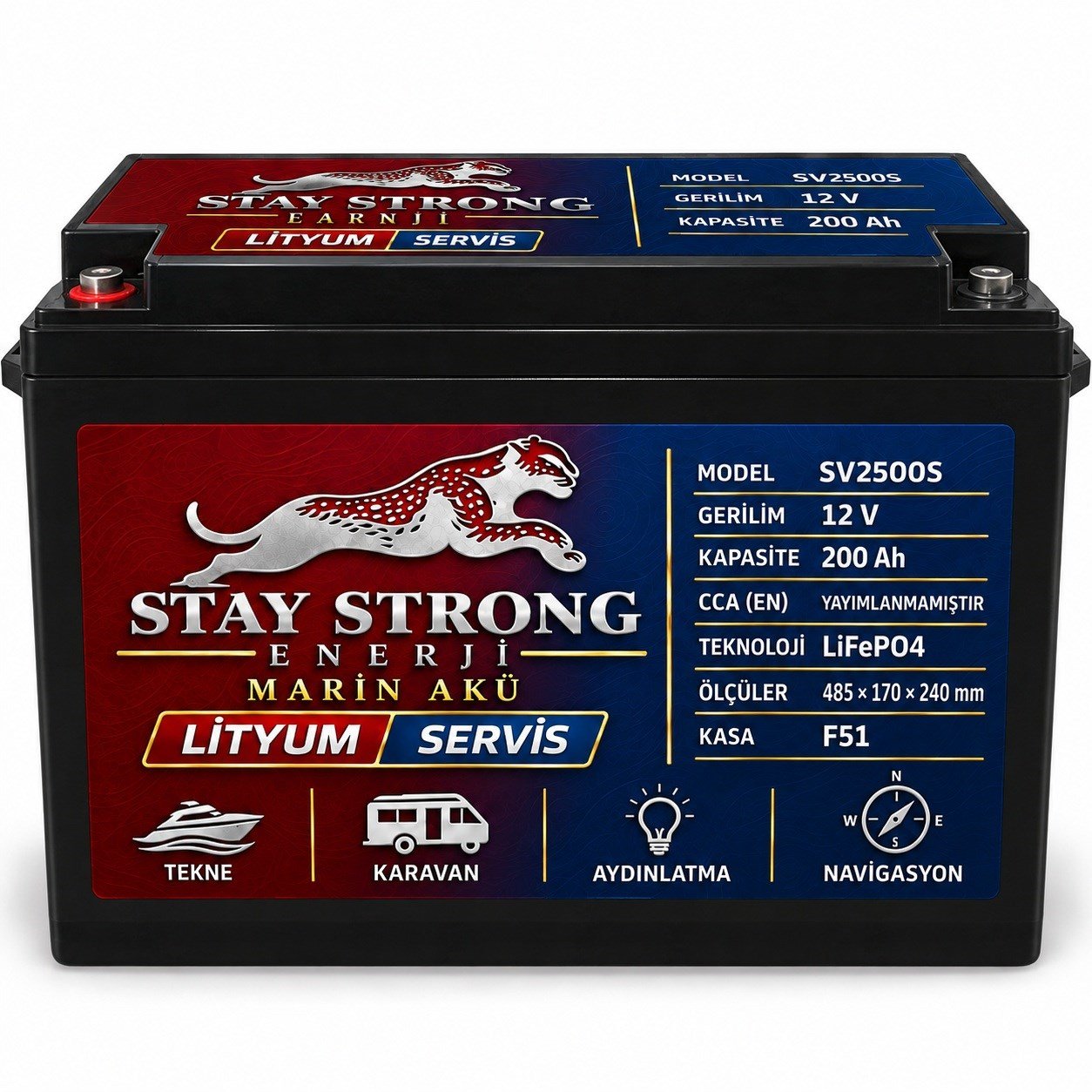 STAY STRONG SV2500S 12V 200Ah Lityum Marin Servis Aküsü