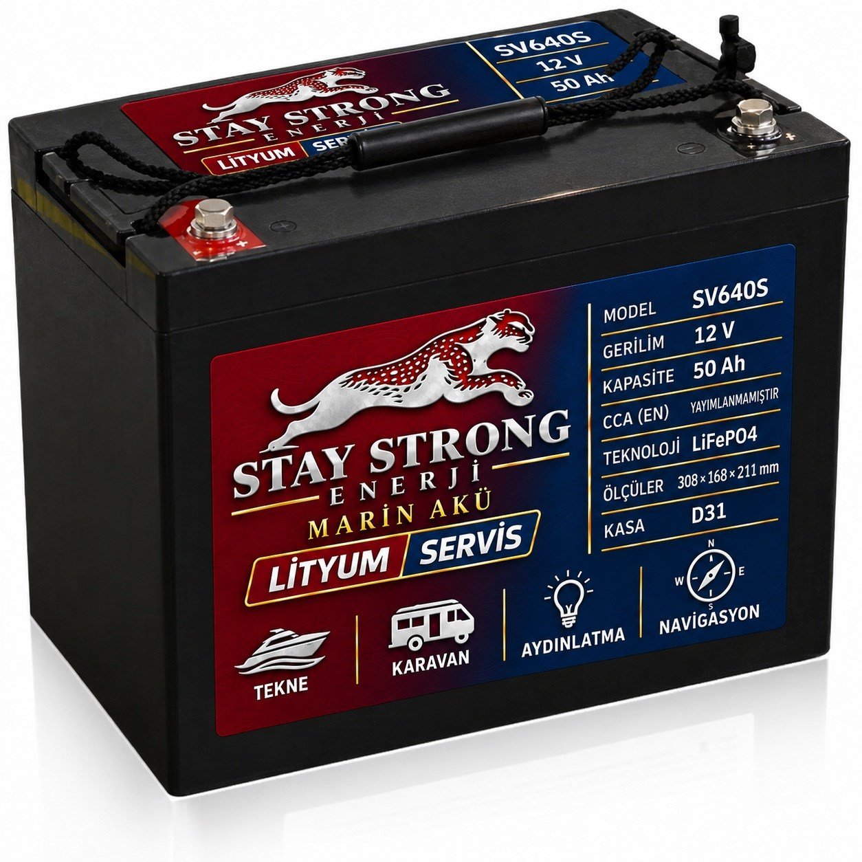 STAY STRONG SV640S 12V 50Ah Lityum Marin Servis Aküsü