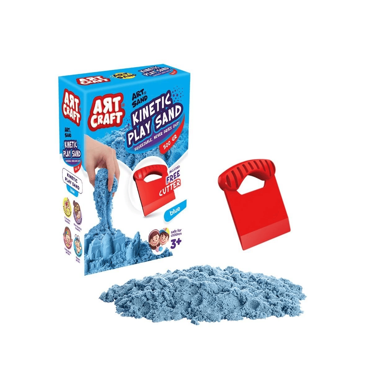 03686 , Aksesuarlı Mavi Kinetik Oyun Kumu 500 gr