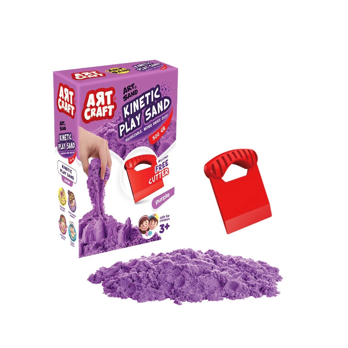 03689 , Aksesuarlı Mor Kinetik Oyun Kumu 500 gr