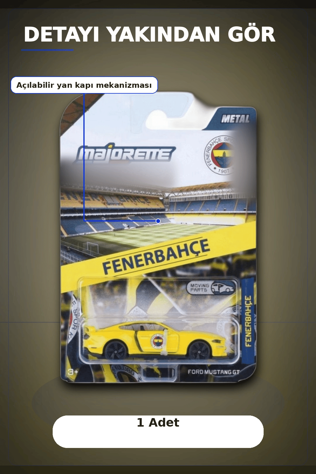 1 Adet Sarı-Lacivert 1:64 Die-Cast Metal Model Araba 7.5 cm Fenerbahçe Koleksiyon BX-313390