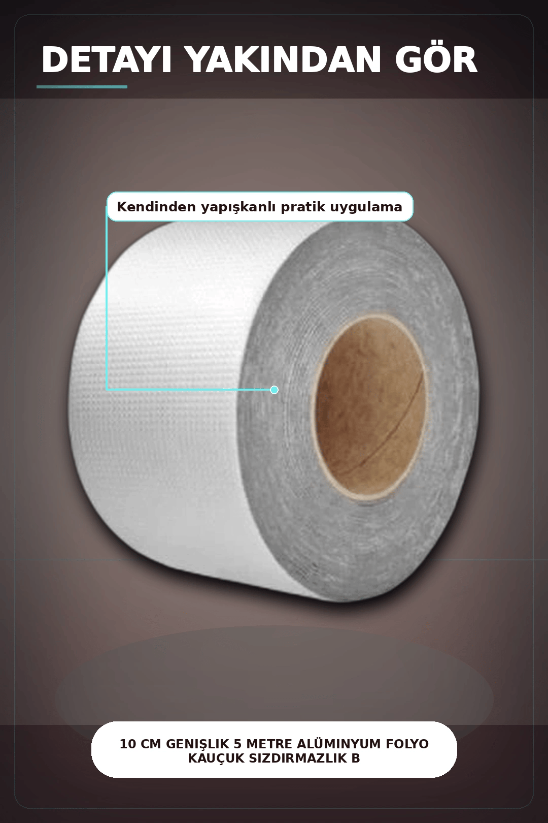 10 cm Genişlik 5 Metre Alüminyum Folyo Kauçuk Sızdırmazlık Bandı - Çatı Boru Duvar Onarım BX-313438