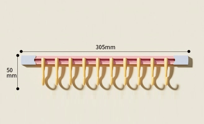 10 Kancalı Raylı Mutfak Ve Banyo Düzenleyici Askı 30 Cm Bx40