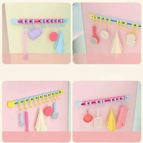 10 Kancalı Raylı Mutfak ve Banyo Düzenleyici Askı 30 cm