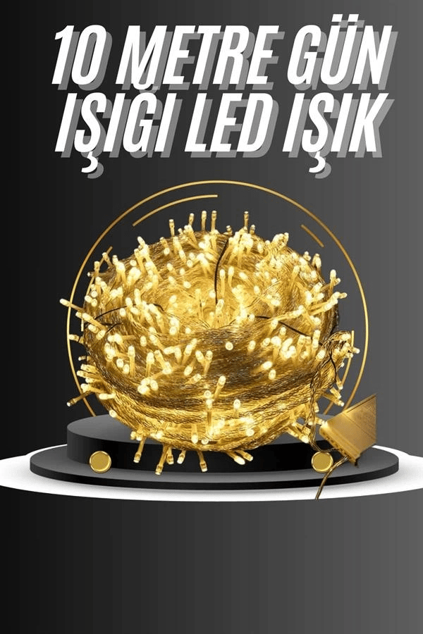 10 Metre Günışığı Led Işık Fişli Dekoratif Sarı Ton Aydınlatma 3 Modlu Led Şerit