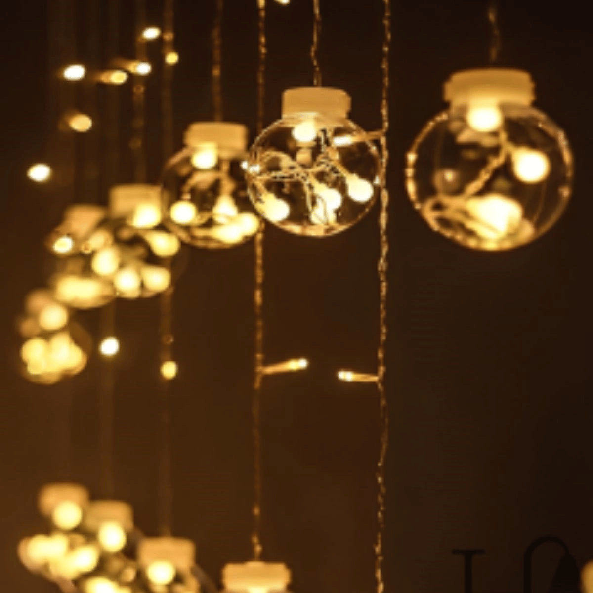 10 Sarkıtlı Kumandalı Dekoratif Top İçi Mini Toplu Led Günışığı Rengi Dekoratif Aydınlatma Bx40