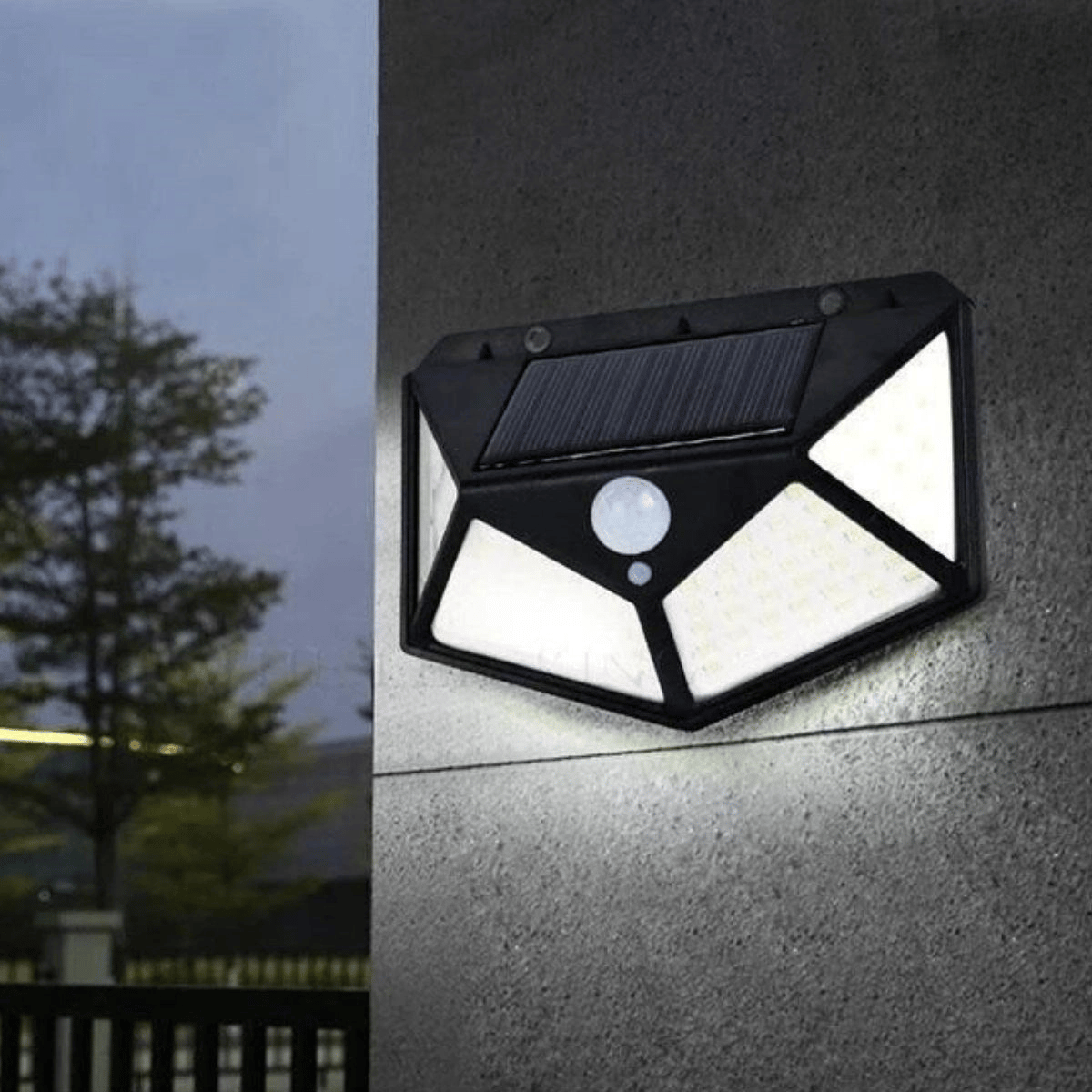 100 Ledli 3 Farklı Aydınlatma Ayarlı Solar Güneş Enerjili Hareket Sensörlü Bahçe Duvar Lambası Bx40