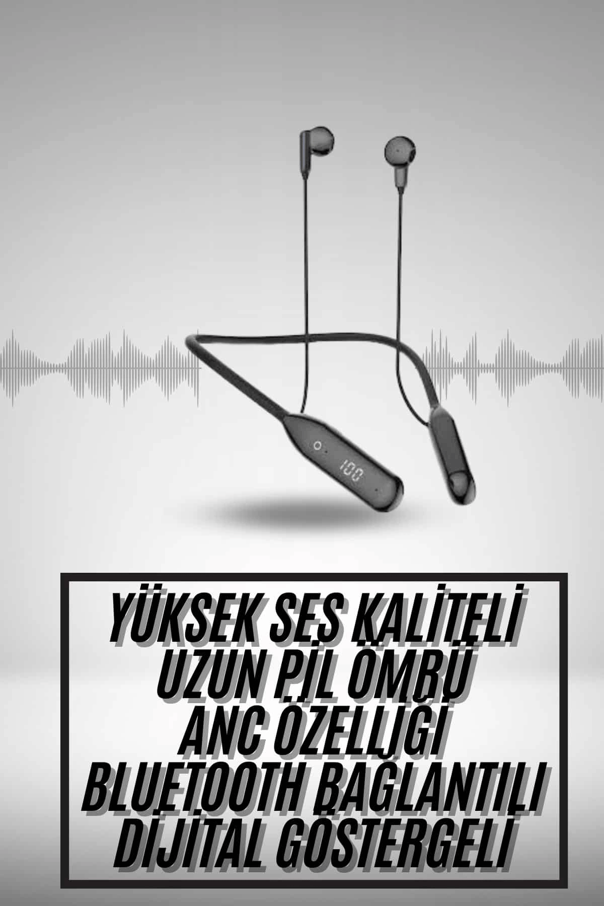 100 Saat Kablolu Boyun Askılı Dijital Göstergeli Bluetooth Kulaklık