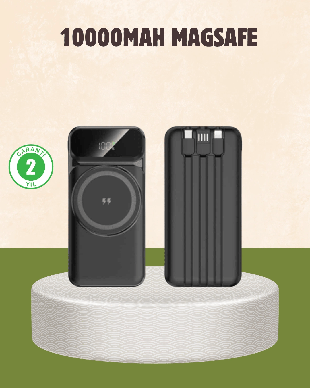 10000 mAh Kablosuz Powerbank – 15W Hızlı Şarj,  Type-C Çoklu Çıkışlı