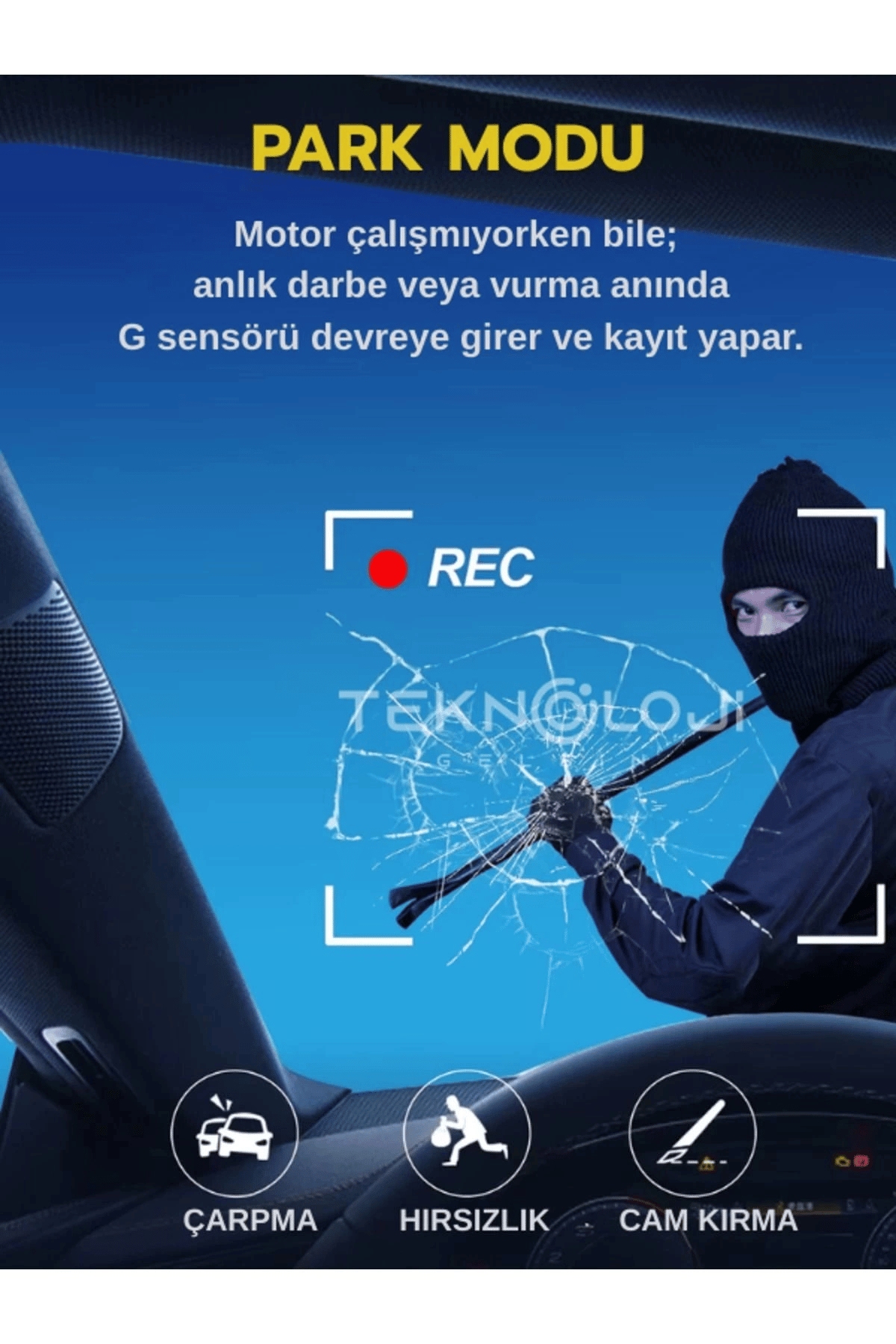 1080P Dash Cam Full Hd Araç içi Kamera Ön Arka ve İç Kayıt 3 Kamera Gece Görüşlü G Sensör Geniş Açı