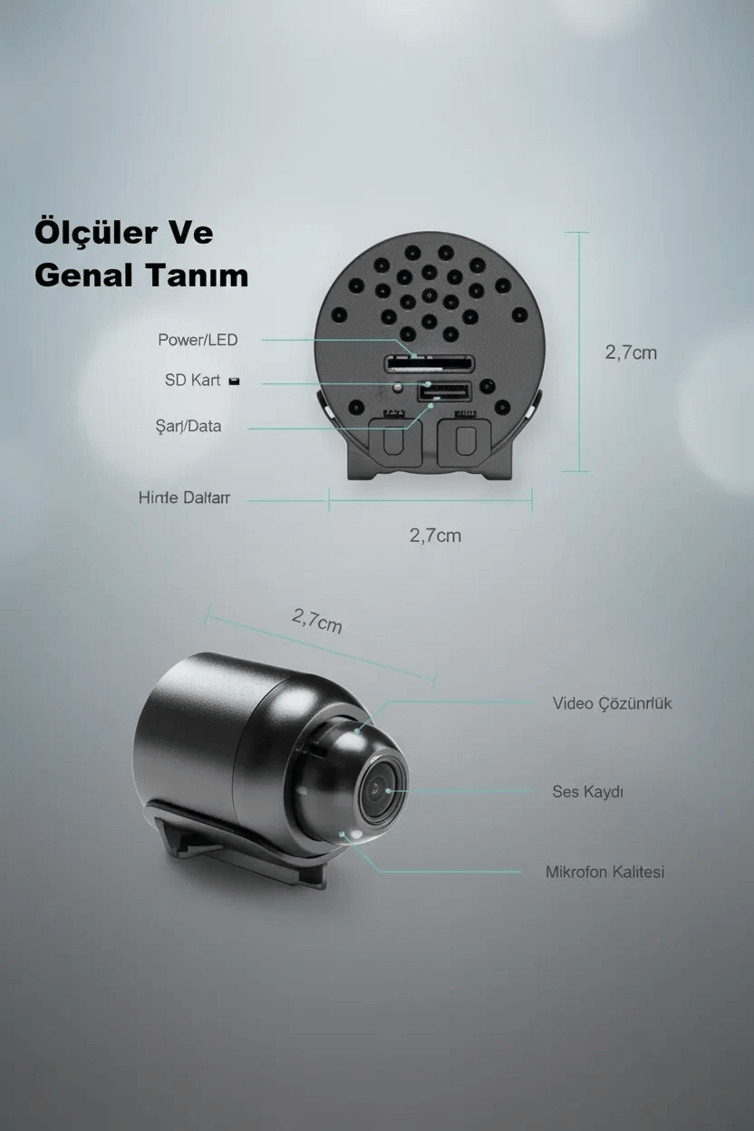 1080P HD WiFi Mini Kamera 120° Geniş Açı Gece Görüşü Manyetik 360° Döner TF Kart Destekli