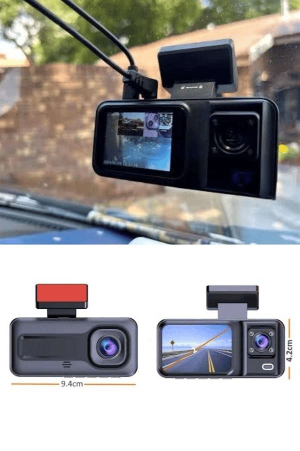 1080p Sürüş Kaydedici 2 İnç Araç Araba Ön İç Arka DVR IPS Ekran