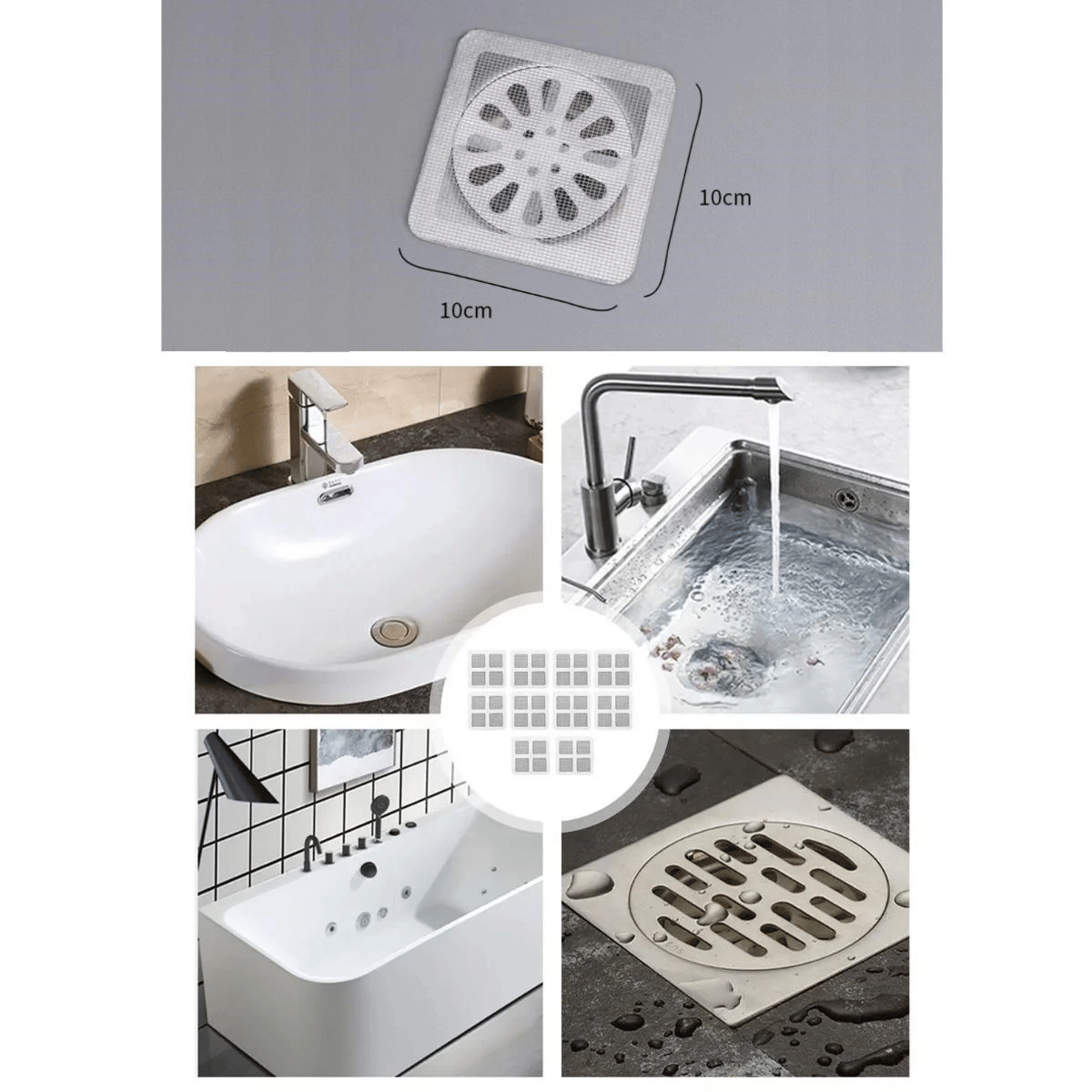 10'lu Banyo ve Mutfak Lavabo Koku Önleyici ve Haşere Böcek Önleyici Gider Filtresi