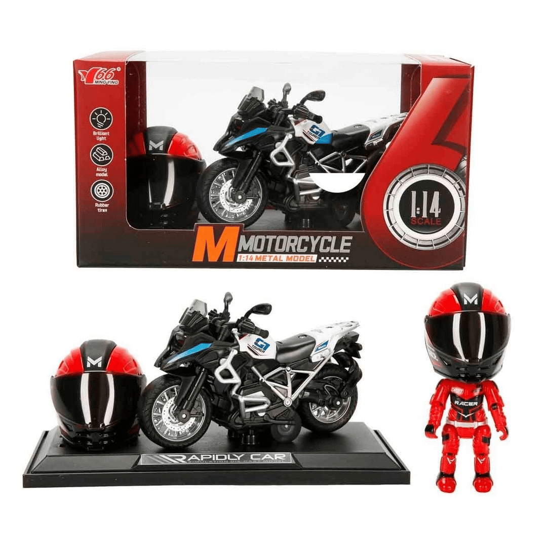 1:14 Sesli ve Işıklı BMW Off-Road Die Cast Çek Bırak Motosiklet - 1 Adet Stokta Olan Gönderilir