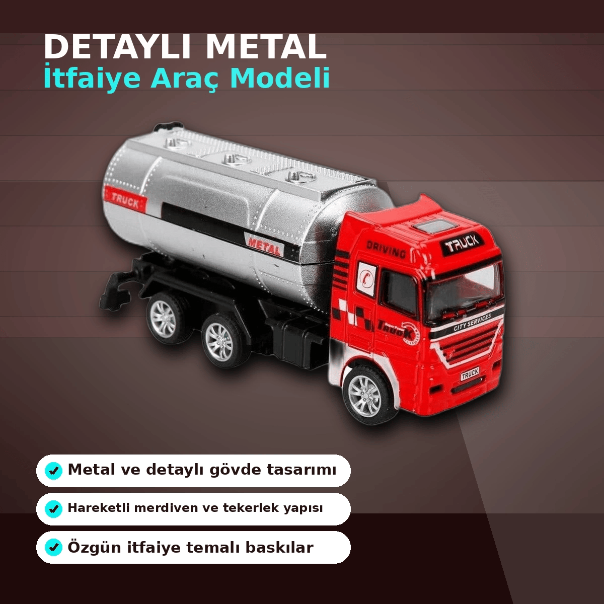 11,5 cm Die-Cast Metal Model Araç - Eco Lounge Serisi - İtfaiye, Tanker veya Kurtarıcı Seçeneği