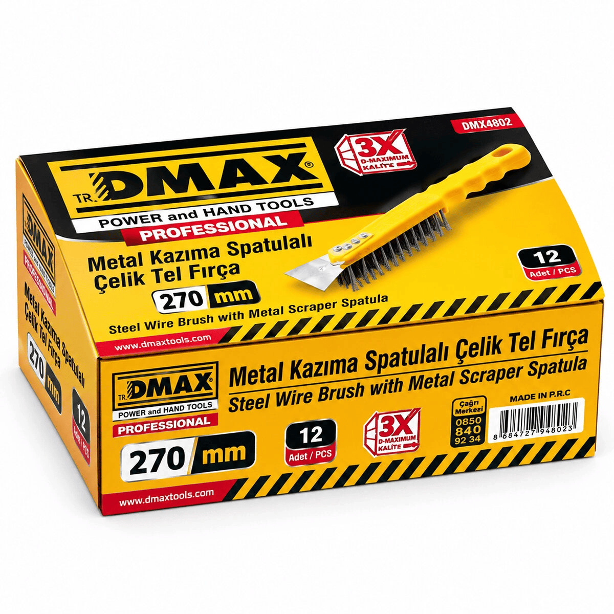 12 Adet 2ın1 Çelik Tel Fırça - Metal Kazıma Spatula 270mm Bx40