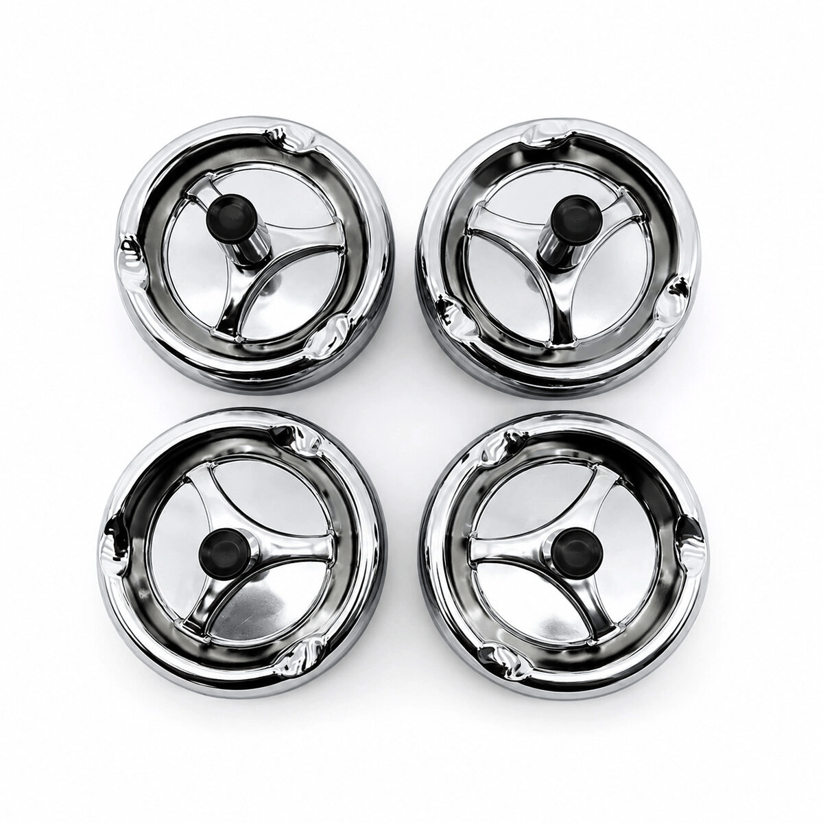 12 Adet Ashtray Yuvarlak - Basmalı Metal Küllük Bx40