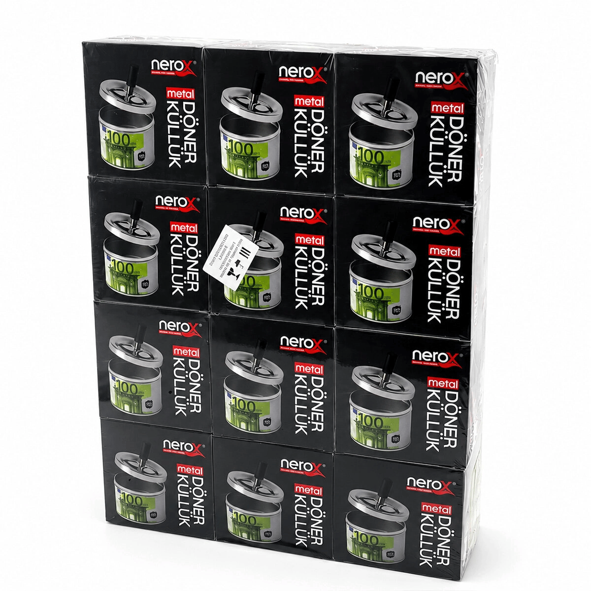 12 Adet Ashtray Yuvarlak - Basmalı Metal Küllük Bx40