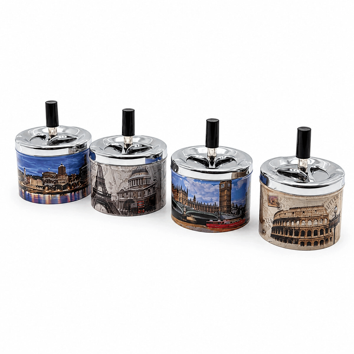 12 Adet Ashtray Yuvarlak - Basmalı Metal Küllük Bx40