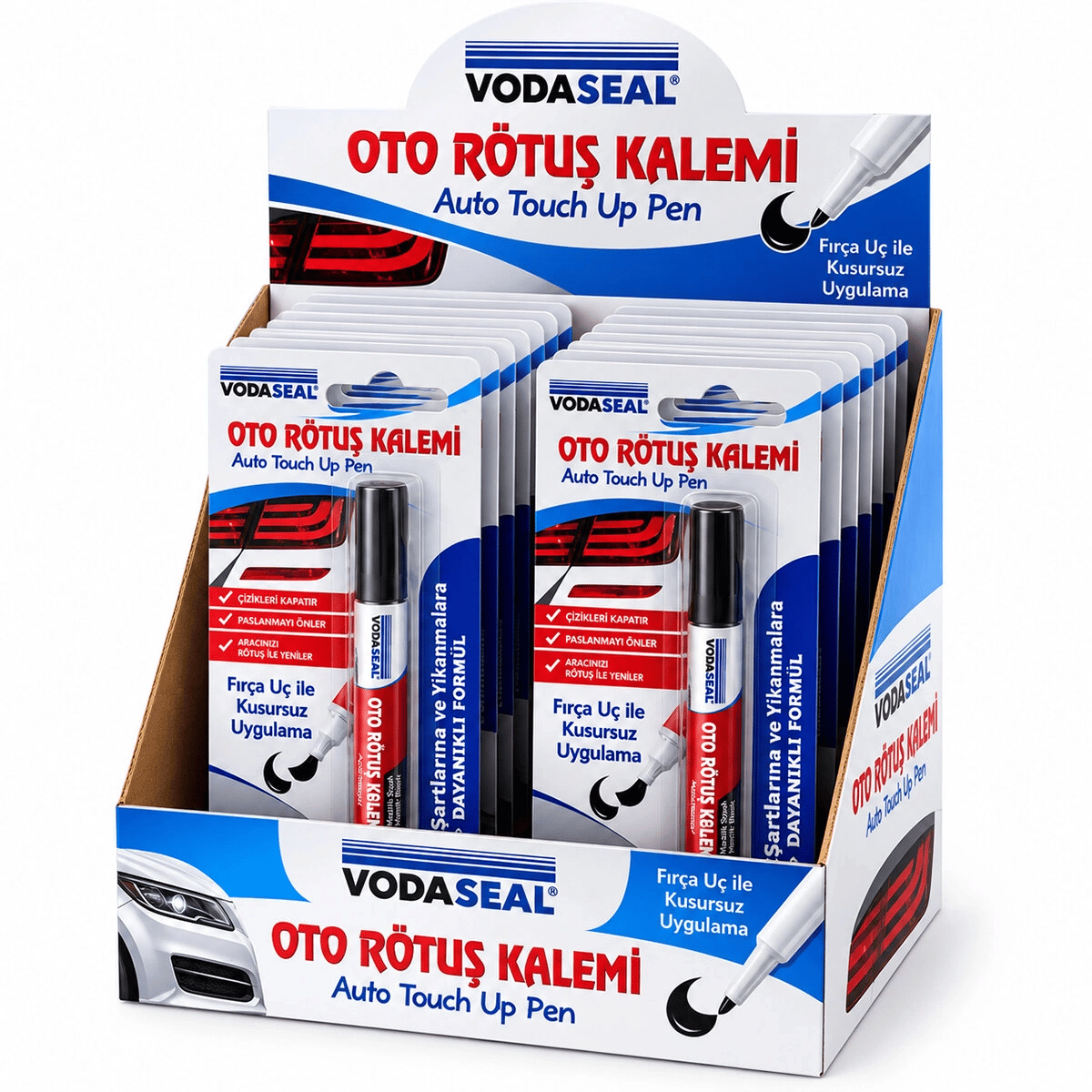 12 Adet Metalik Siyah Oto Rötuş Kalem Fırça Uç 5ml Bx40