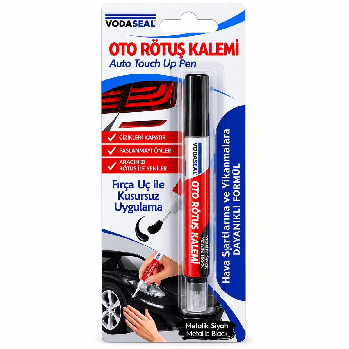 12 Adet Metalik Siyah Oto Rötuş Kalem Fırça Uç 5ml Bx40