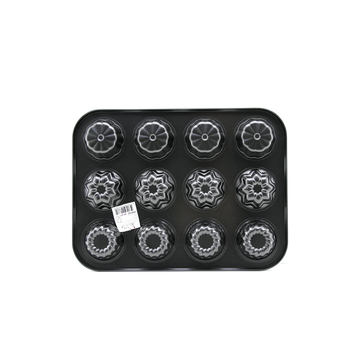 12 Gözlü Metal - Siyah Şekilli Muffin - Kek Kalıp Bx40