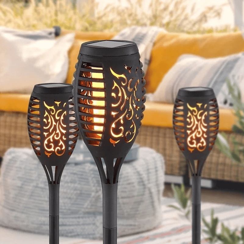 12 Ledli Alevli Solar Bahçe Aydınlatma  Bx40