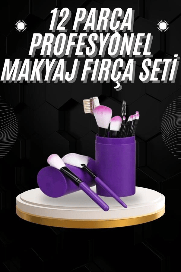 12 Parça Profesyonel Makyaj Fırçası Far Fırçası Allık Fırçası Yumuşak Kıllı