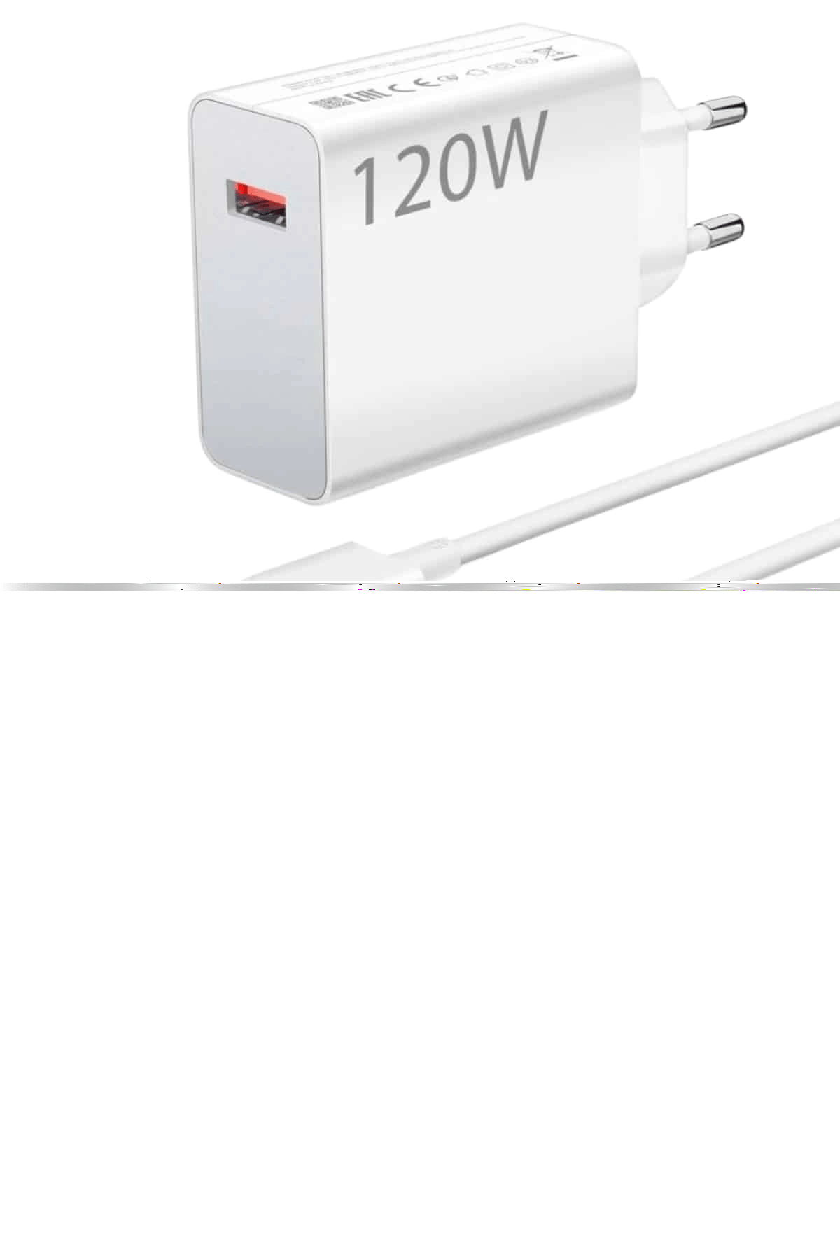 120 Watt Turbo Hızlı Şarj Aleti Seti Hızlı Şarj Adaptörü Beyaz