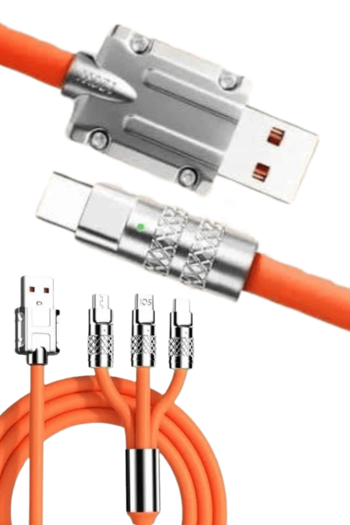 120W 3 İn 1 Uyumlu Silikon Şarj Kablosu Hızlı Şarj Kablosu