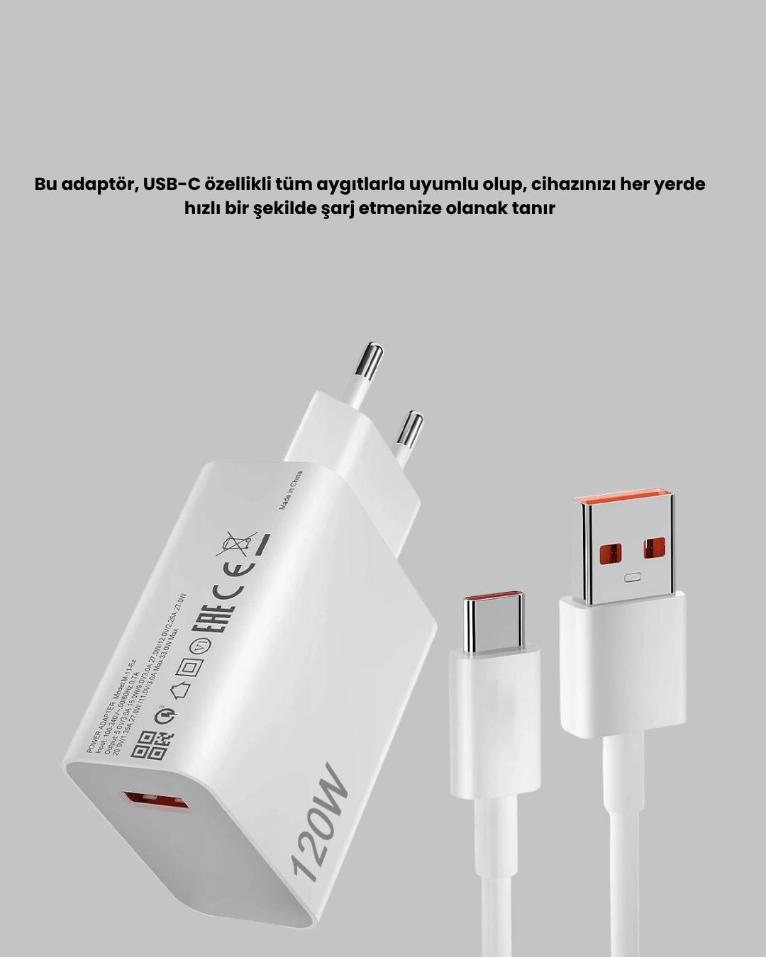 120W USB-C Şarj Adaptörü Süper Hızlı Şarj Güç Kaynağı Seti