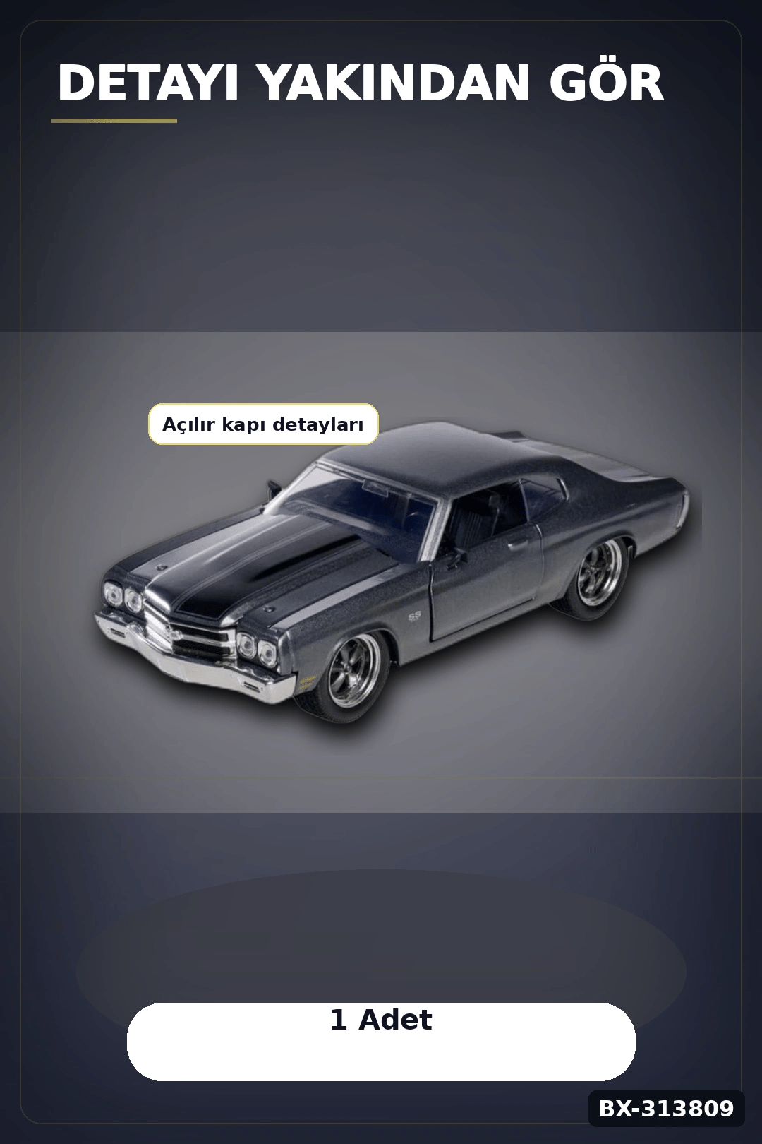 1:24 Metal Die-Cast 1970 Chevelle SS Araba - Açılır Kapı Kaput Bagaj, Lisanslı 19 cm BX-313809
